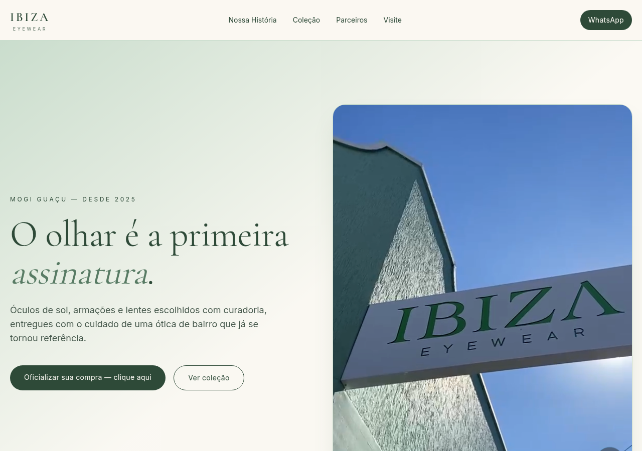 Site desenvolvido para Ótica Ibiza — Ótica & Eyewear
