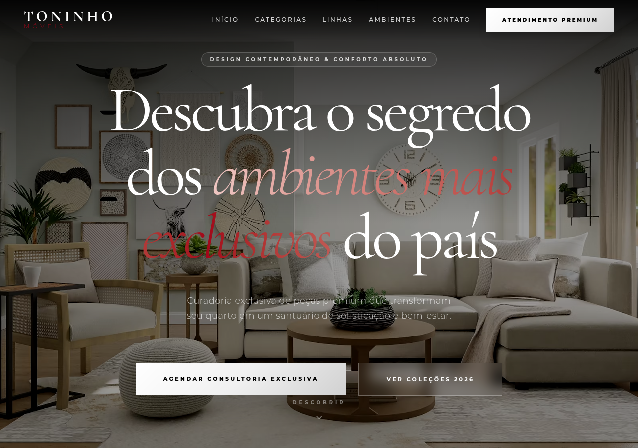 Site desenvolvido para Toninho Móveis — Móveis & Design de Interiores